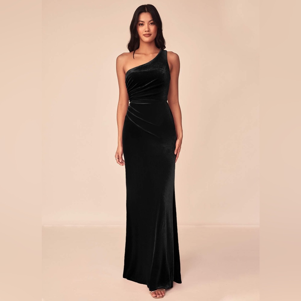 Azazie Argen Black Velvet Dress